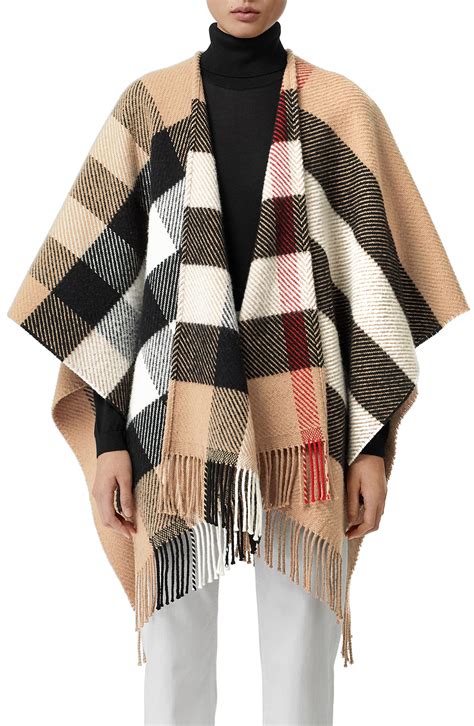 burberry check wool cape|Burberry Check cashmere cape.